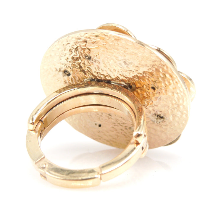 Vintage Midcentury Layered Disc Ring with Bezel Set Diamonds