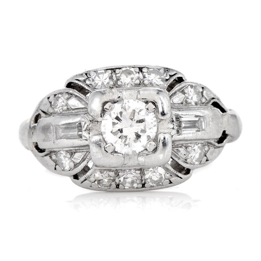 Antique Art Deco Quarter Carat Diamond Platinum Engagement Ring