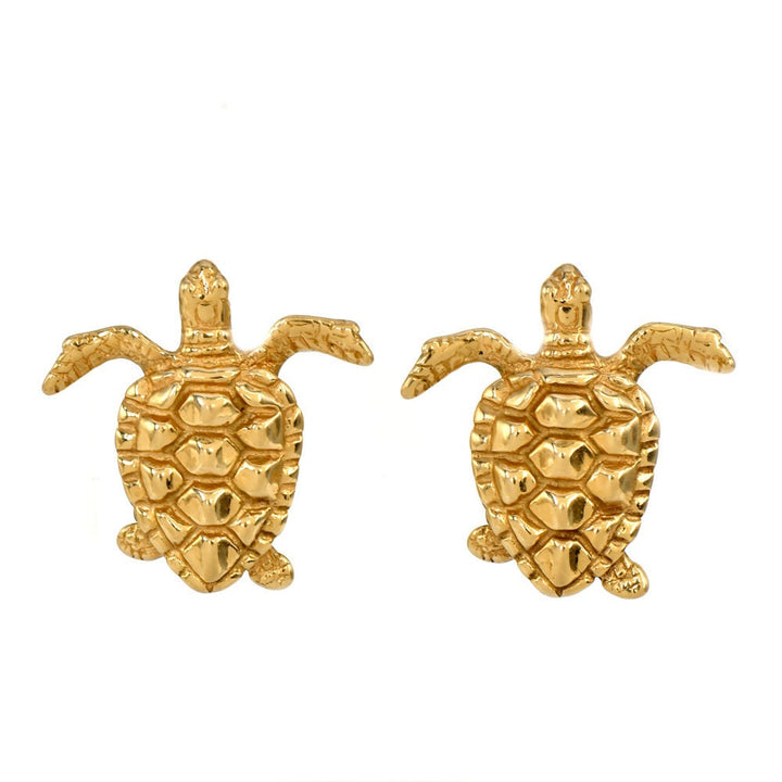 Estate 14K Yellow Gold Sea Turtle Stud Earrings