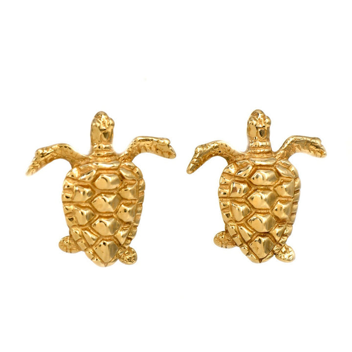 Estate 14K Yellow Gold Sea Turtle Stud Earrings