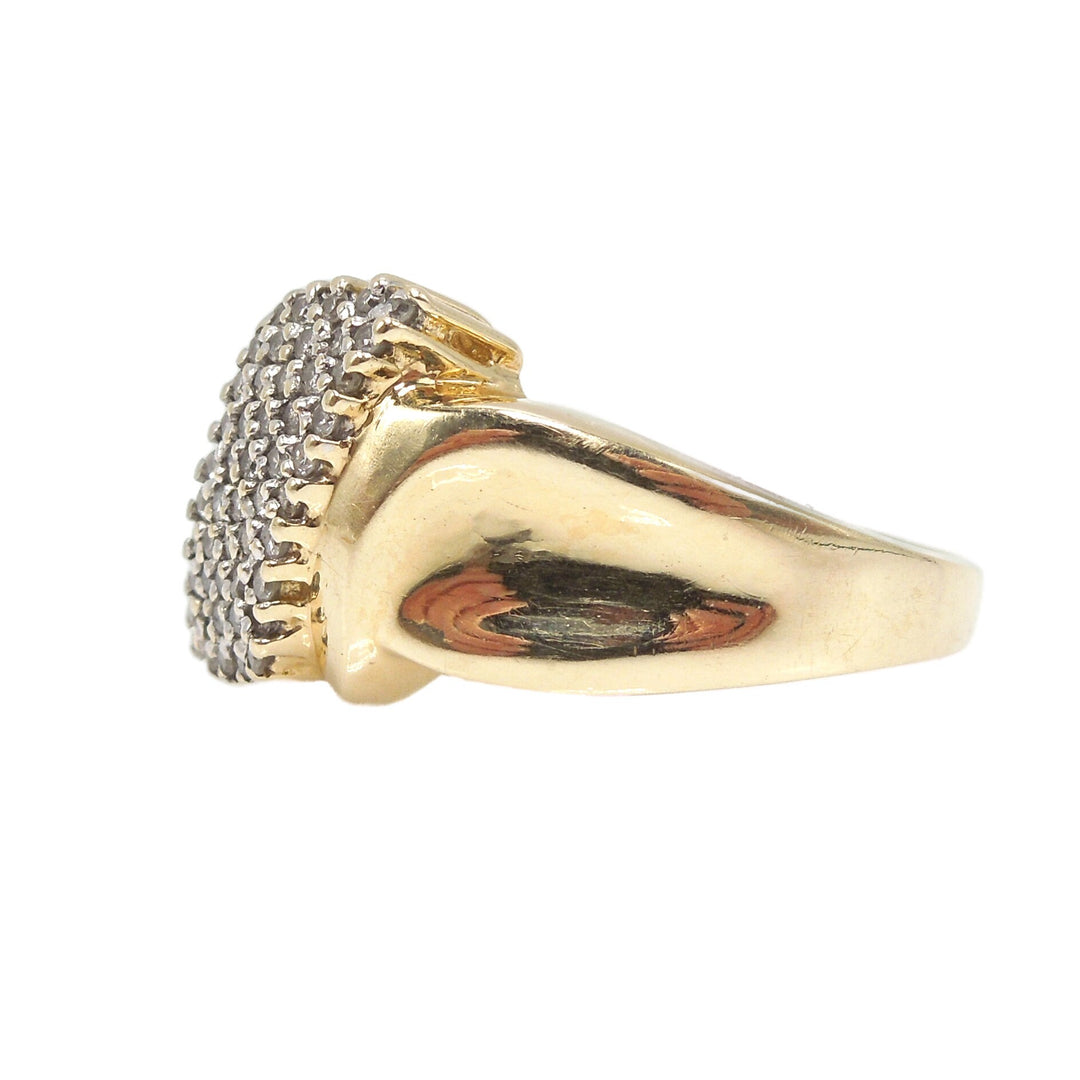 Vintage Micropavé Diamond and Gold Swirl Bypass Ring