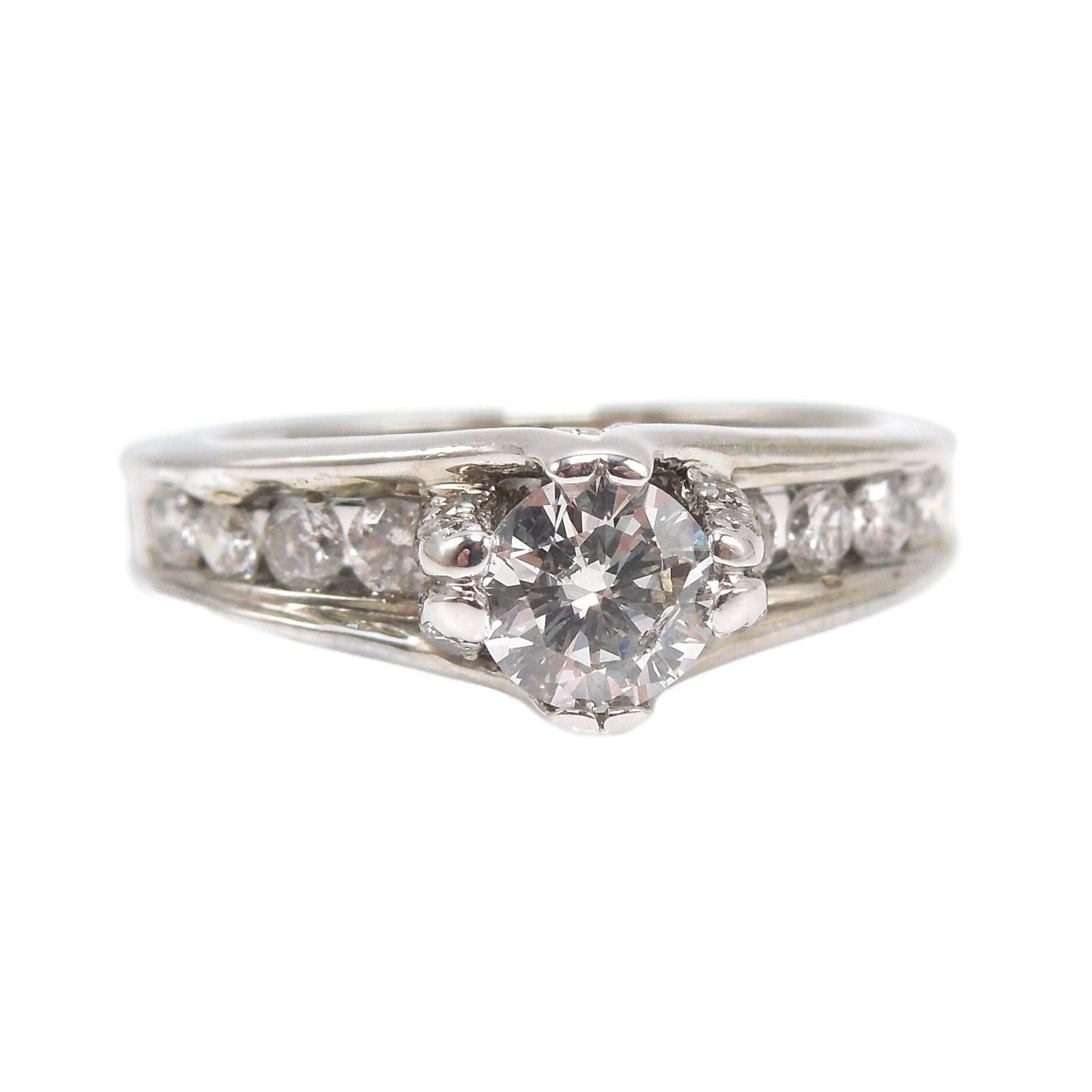 Half Carat Diamond Accented and Encrusted Engagement Ring in 14K White Gold