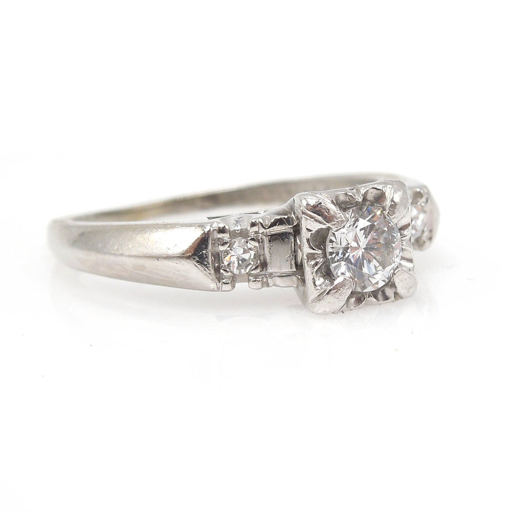 Vintage 1940s Half Carat Wide Diamond Ring in White Gold – A.J. Martin