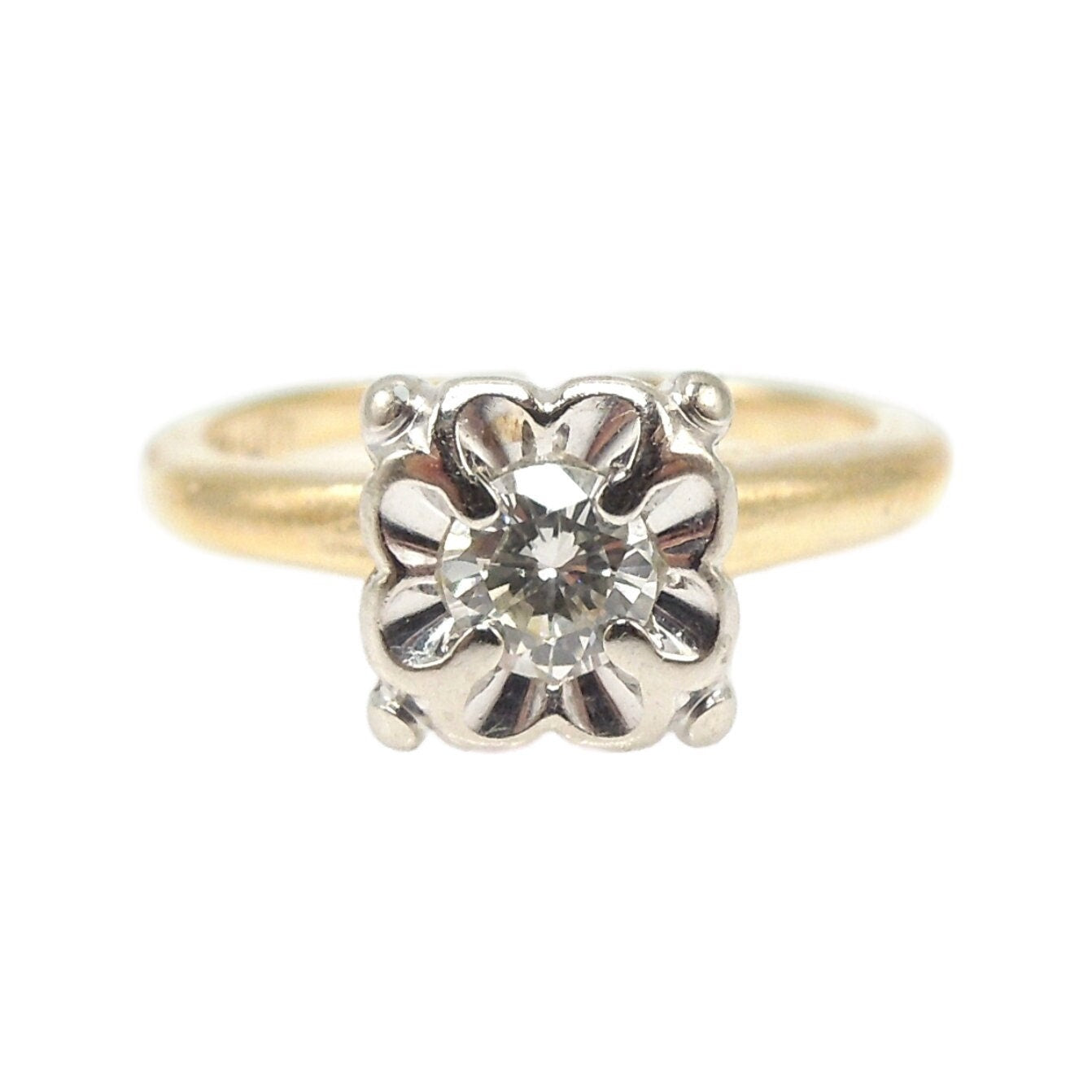 Prism-Lite 1940s Diamond Ring in Bicolor Gold Illusion Mount