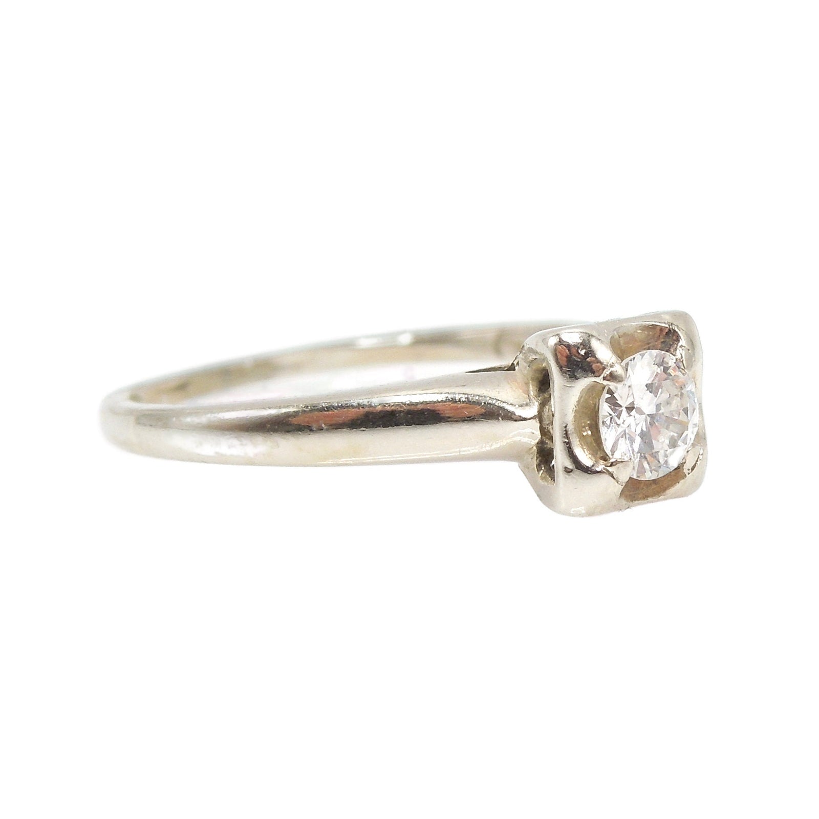 Quarter Carat (0.25ct) 14K White Gold Illusion Set Diamond Solitaire Engagement Ring
