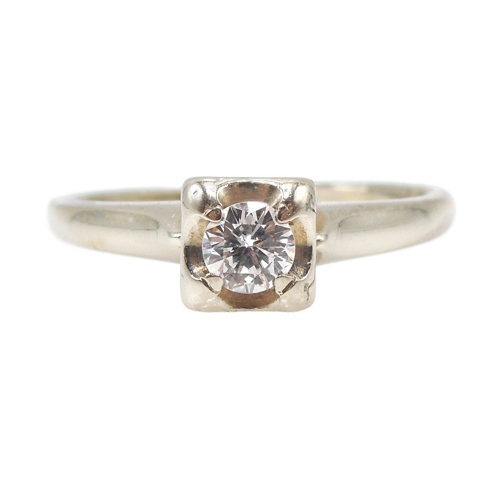 Quarter Carat (0.25ct) 14K White Gold Illusion Set Diamond Solitaire Engagement Ring