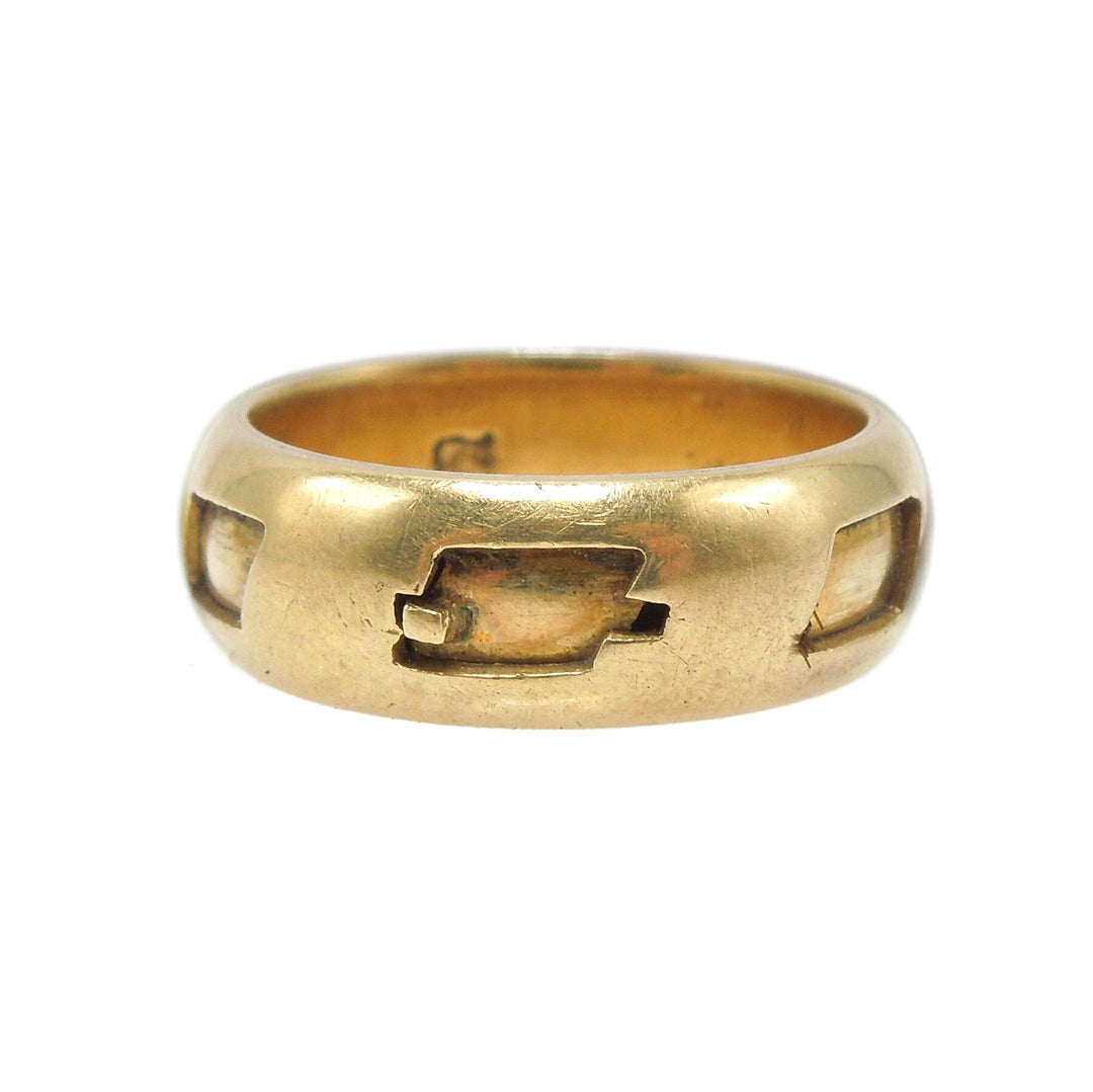 Antique Victorian Mourning Ring with Trap Window and Hair Intact (ca. 1885)