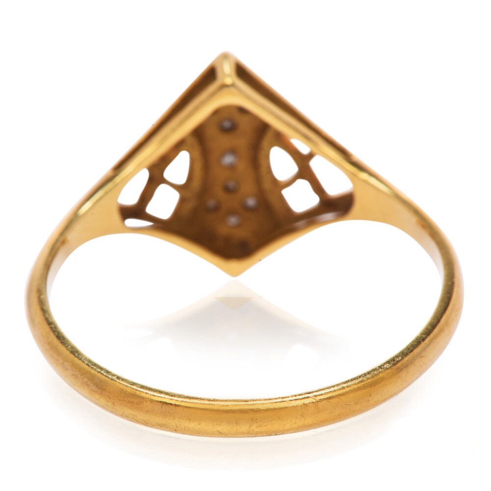 Estate Diamond and 18K Yellow Gold Rhombus Design Ring