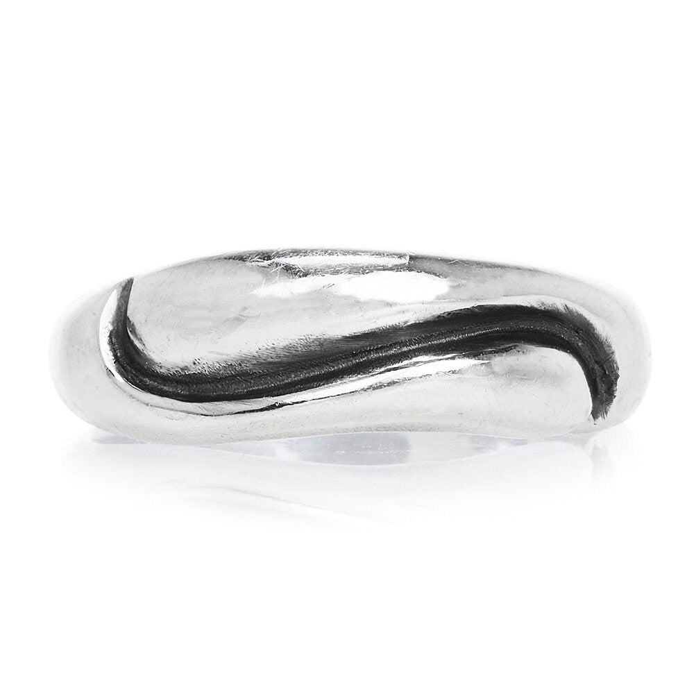 Estate Sterling Silver Carved Wave Band