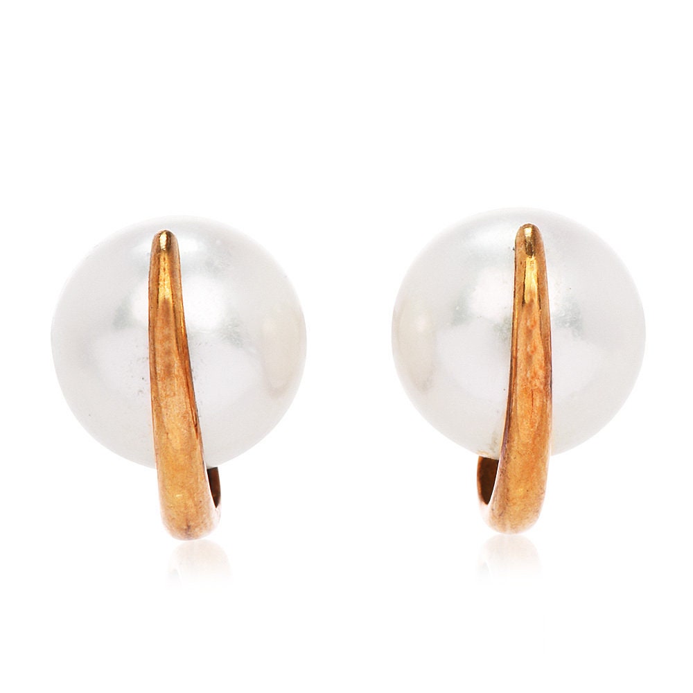 7mm Pearl Stud Earrings in 18K Yellow Gold
