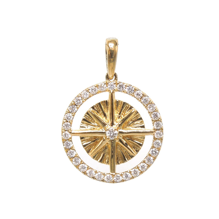 18K Yellow Gold and Diamond Compass Pendant