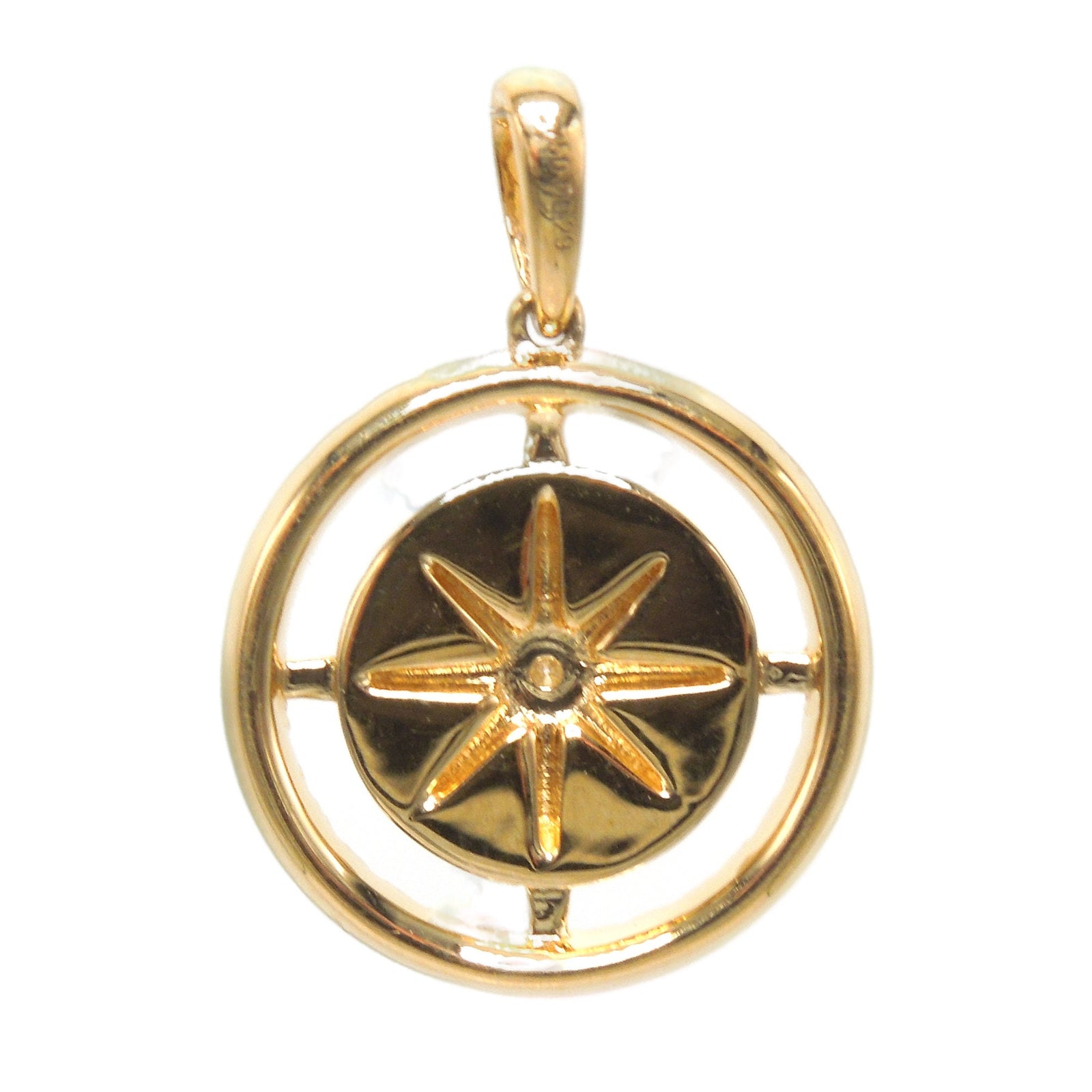 18K Yellow Gold and Diamond Compass Pendant