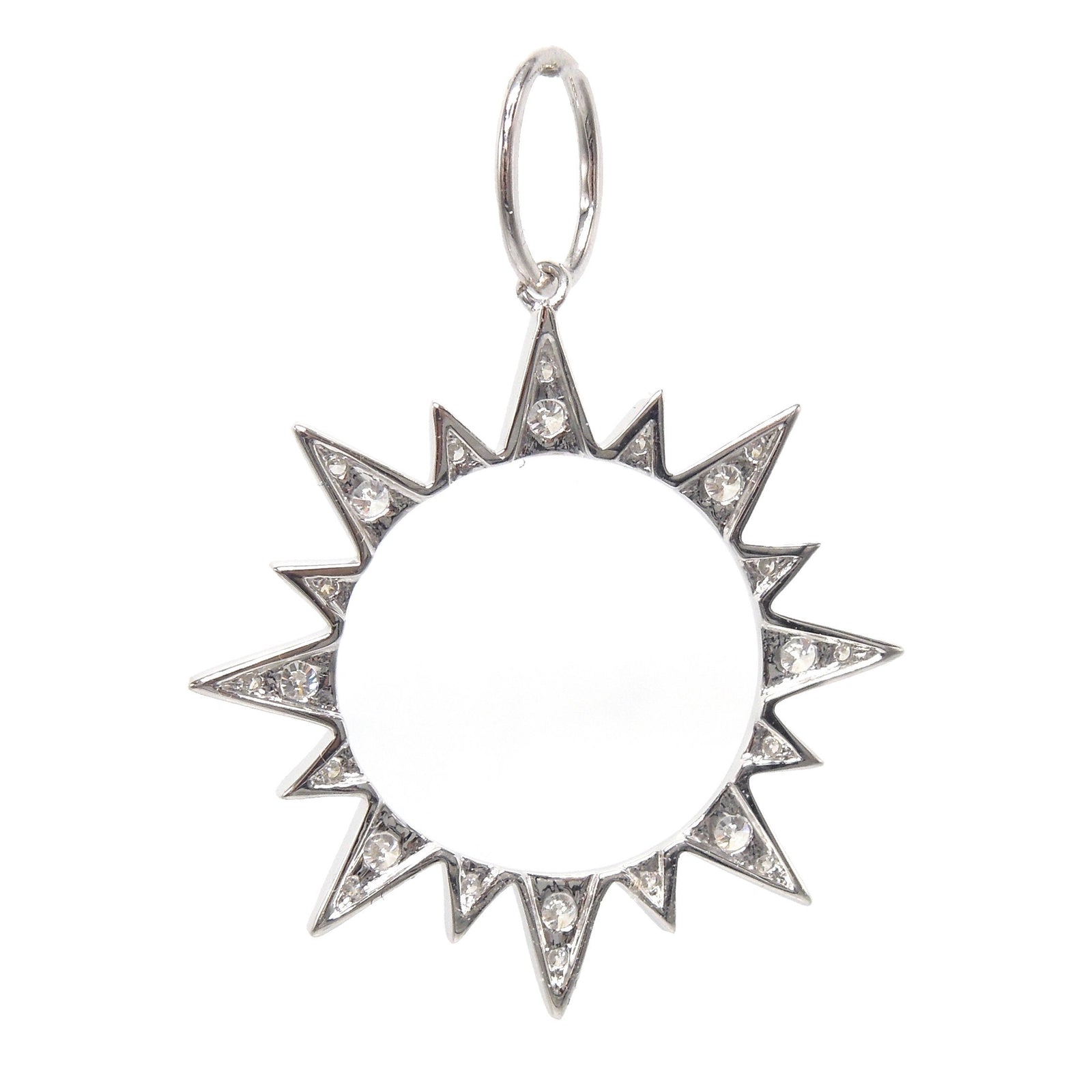 18K White Gold Diamond Sun Pendant/Charm