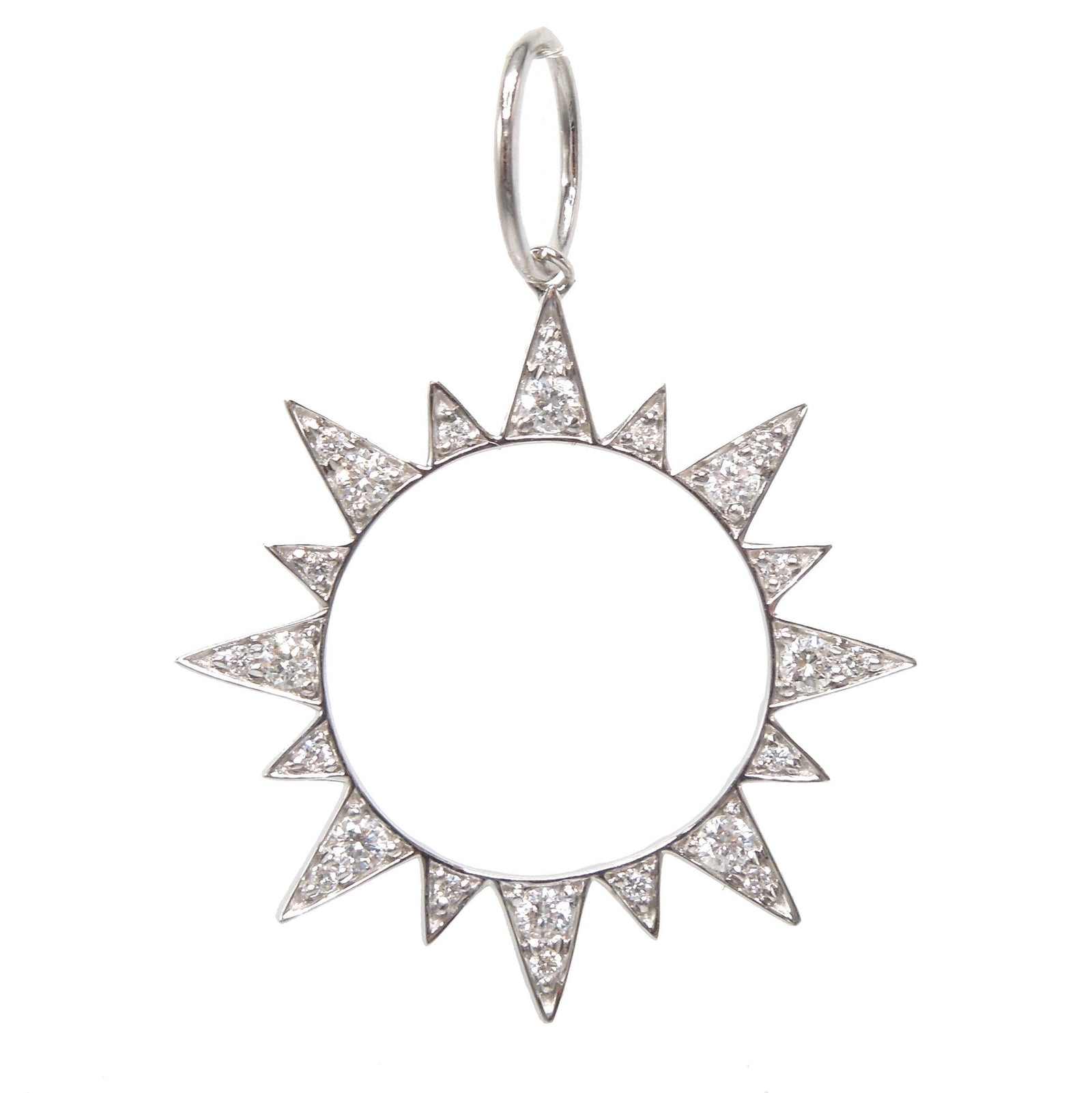 18K White Gold Diamond Sun Pendant/Charm