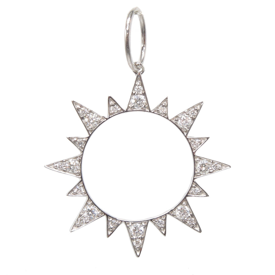 18K White Gold Diamond Sun Pendant/Charm