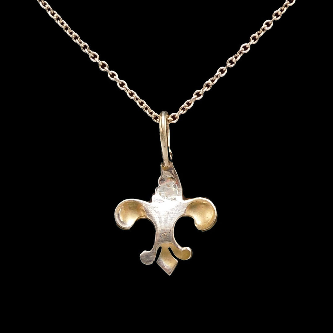 Antique Victorian Fleur-de-Lis Gold and Seed Pearl Pendant/Necklace