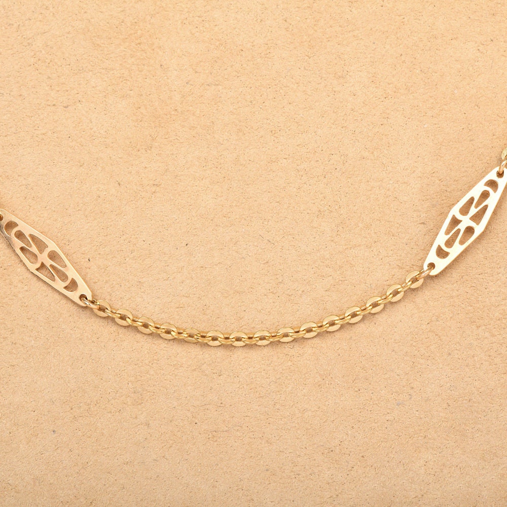 Vintage 18K Yellow Gold 23.5'' Long Geometric Link Rolo Chain Necklace With Spring Ring Clasp