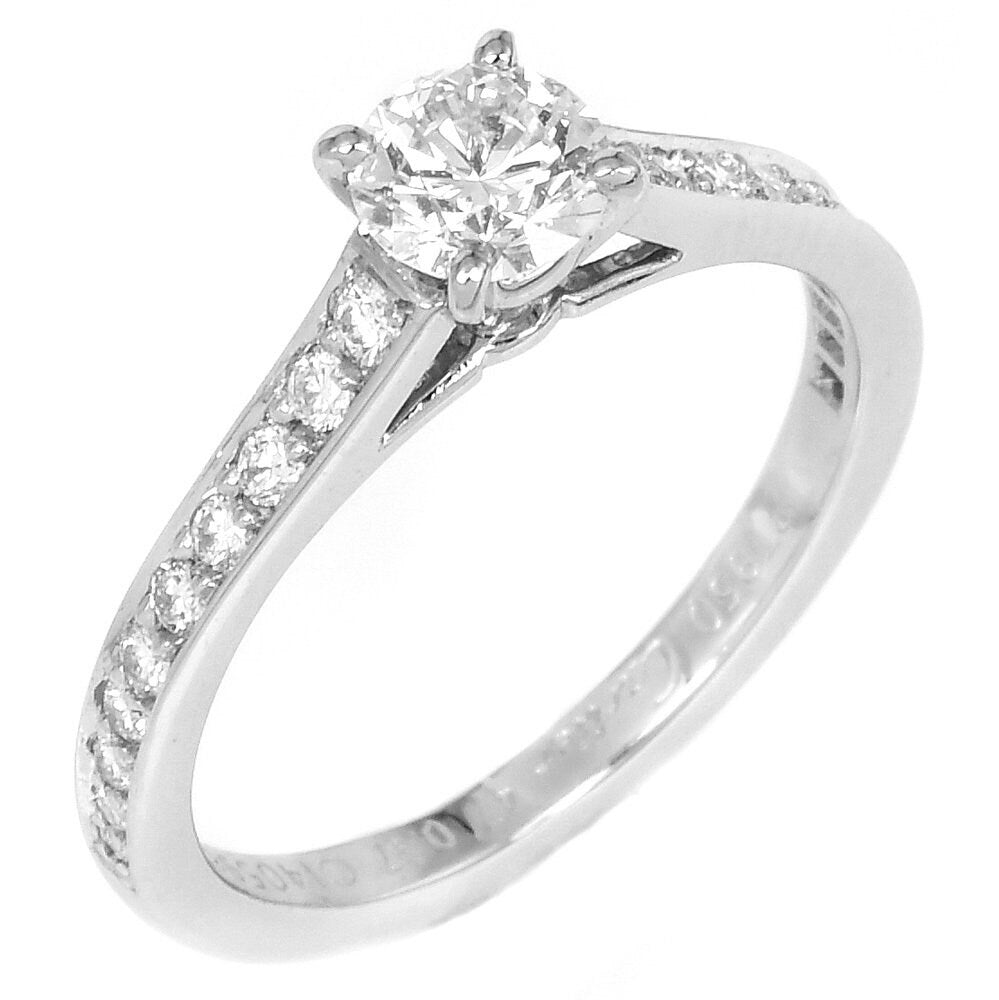 Vintage Platinum Cartier 0.37ct Diamond Accented Engagement Ring