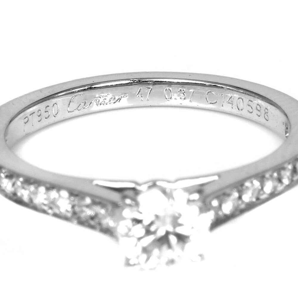 Vintage Platinum Cartier 0.37ct Diamond Accented Engagement Ring