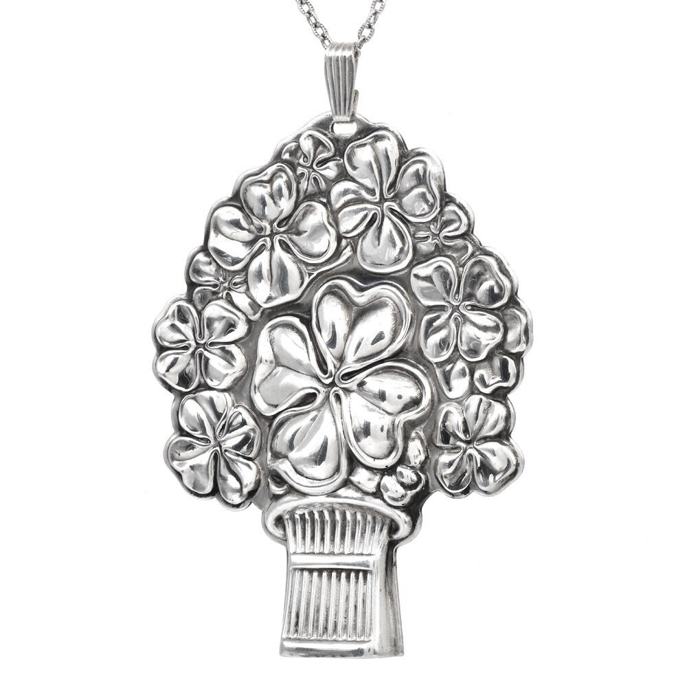 Reed & Barton Four Leaf Clover Basket Sterling Silver Good Luck Whistle Pendant