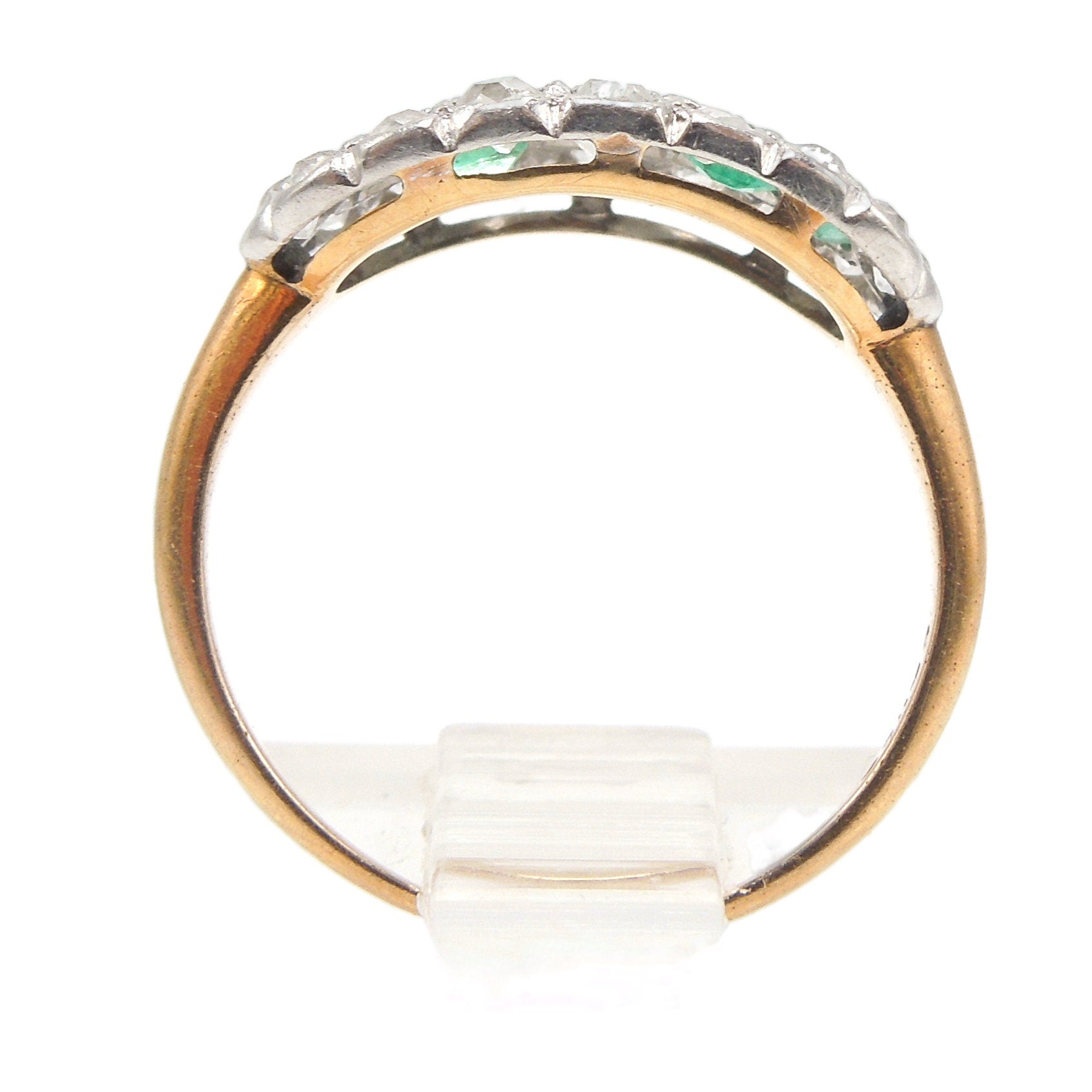 Antique Chapin & Hollister Co. Platinum and 18K Yellow Gold Diamond and Emerald Ring