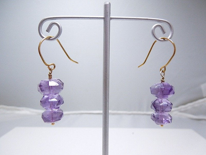Gold Vermeil and Faceted Amethyst Bead Hook Earrings