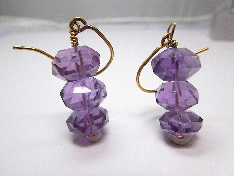 Gold Vermeil and Faceted Amethyst Bead Hook Earrings