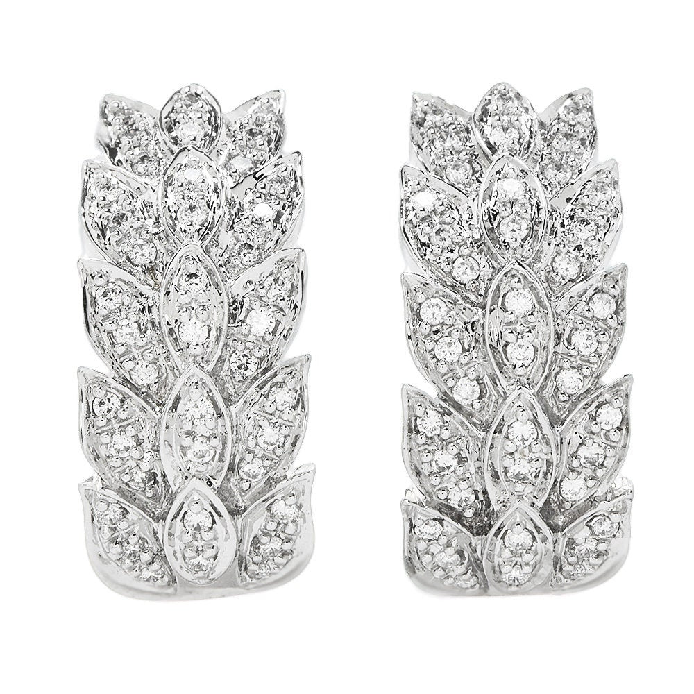 Laura Ramsey Diamond and 14K White Gold Vine J-Hoop Earrings