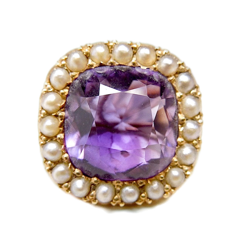 Victorian Amethyst and Seed Pearl Brooch/Pendant