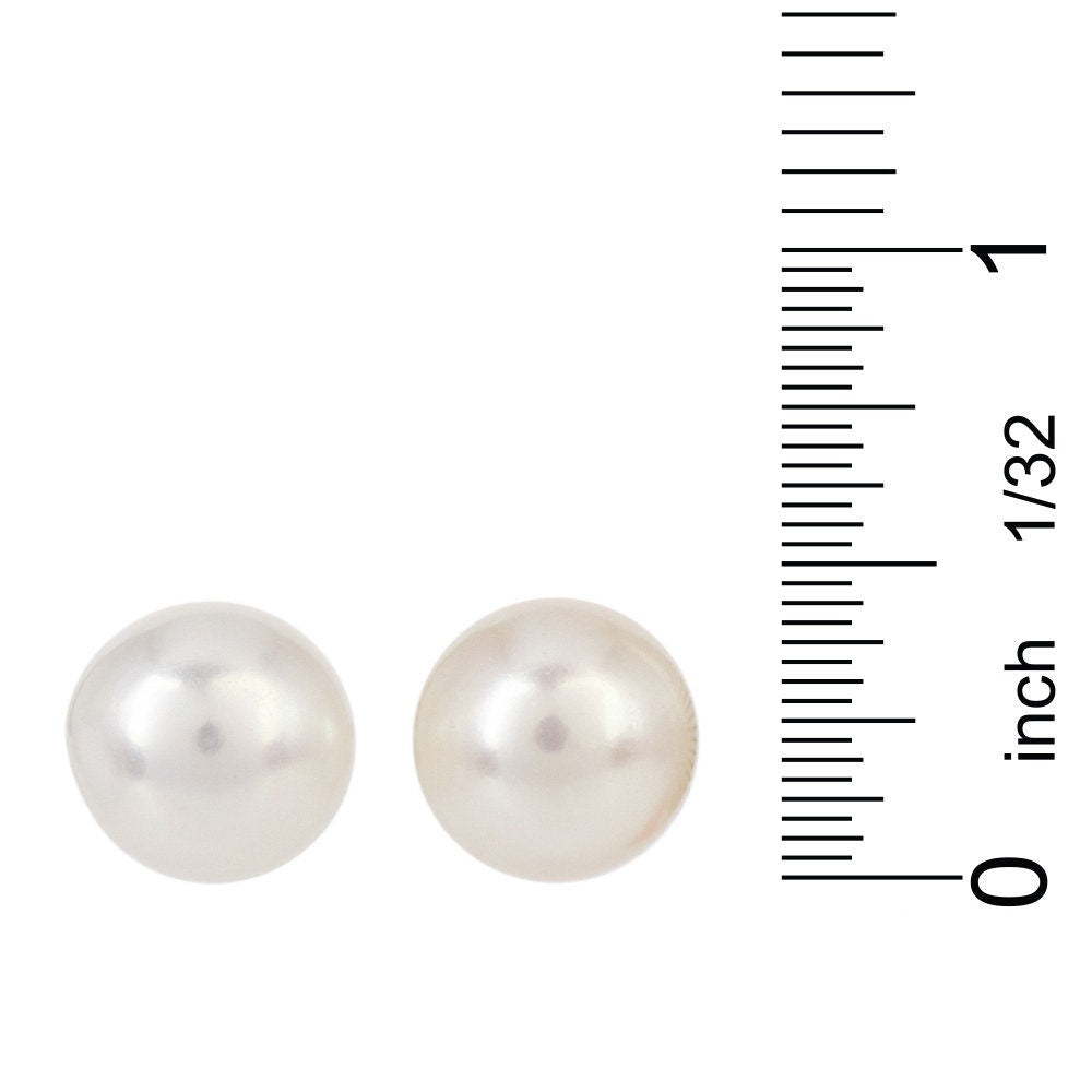 11mm Pearl Stud Earrings with 14K Yellow Gold Posts