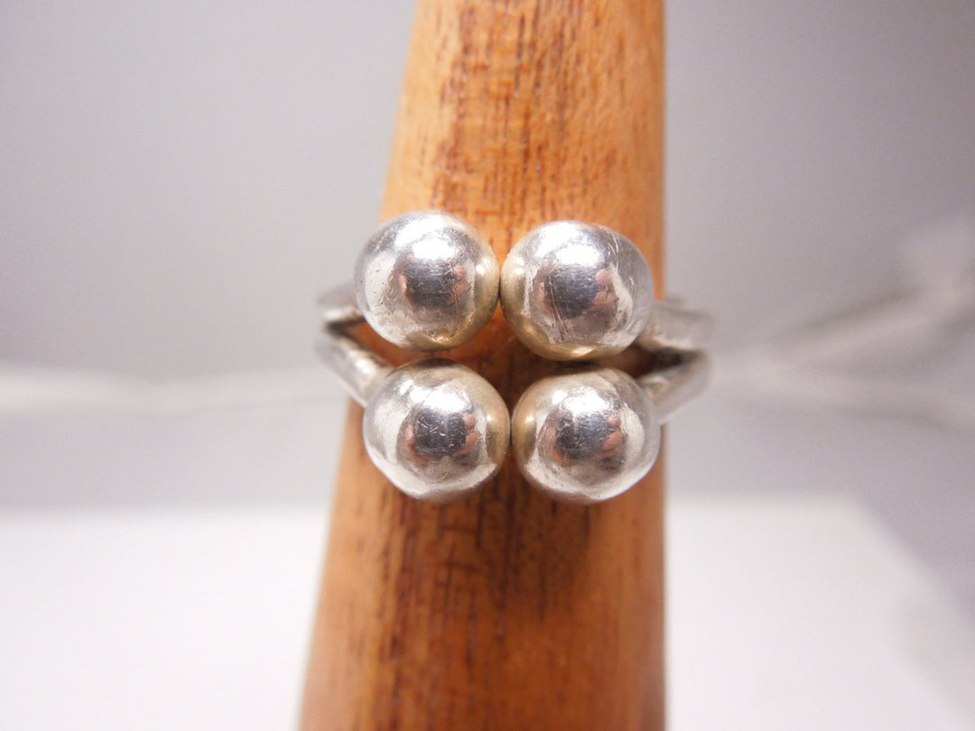 Sterling Silver Mid-century Four Sphere Ring