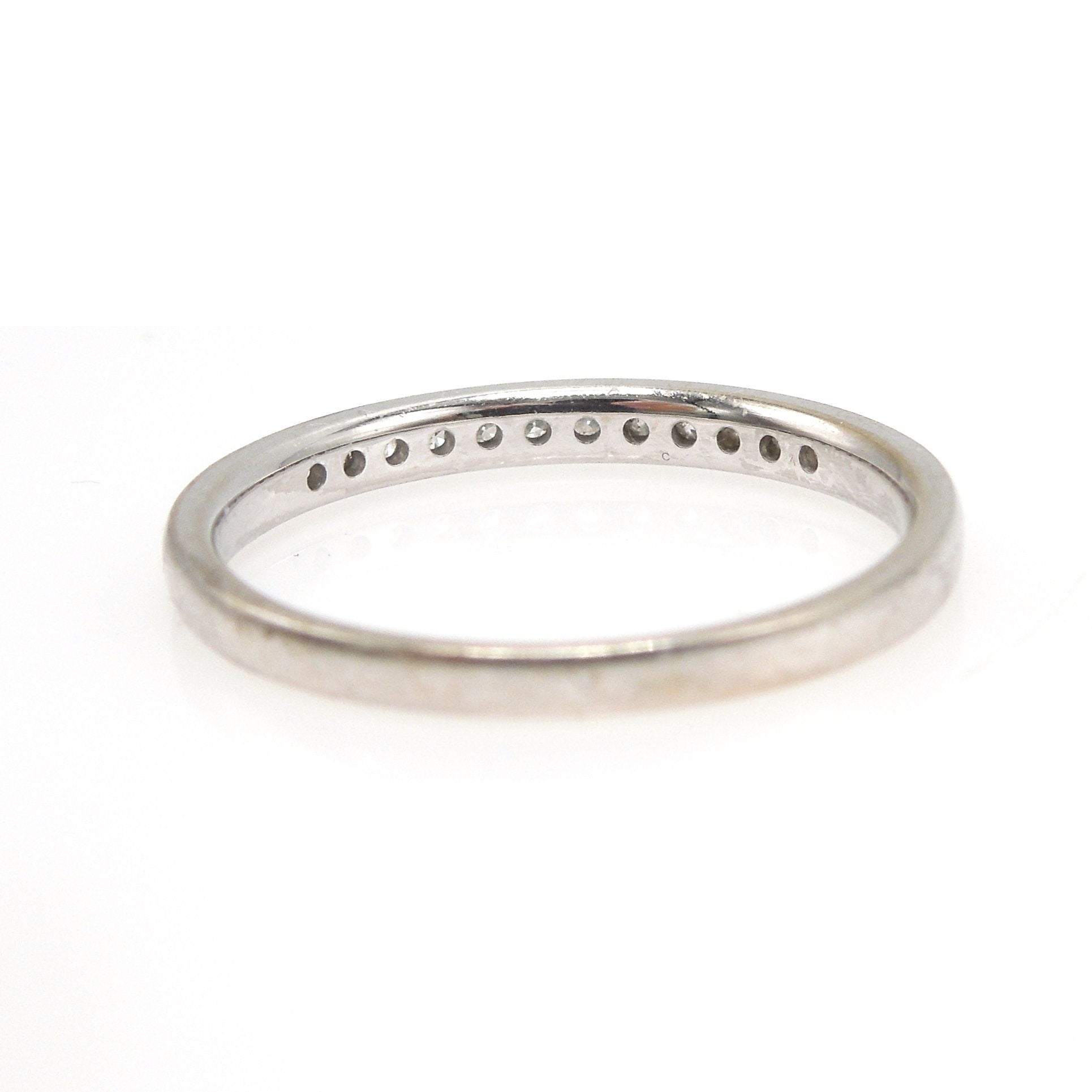 Vintage Matched Pair of 2mm Channel Set 0.10ctw Diamond Wedding Bands in 14K White Gold
