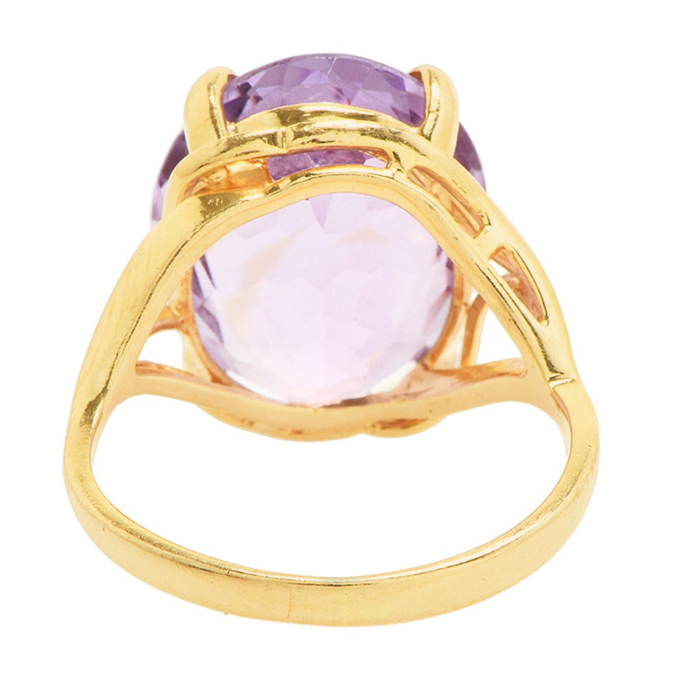 Large Faceted Oval Amethyst in 14K Yellow Gold Designer Mounting