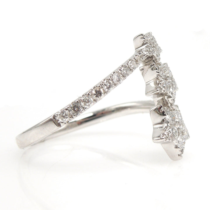 Bypass Ring with Three Diamond Stars in 18K White Gold