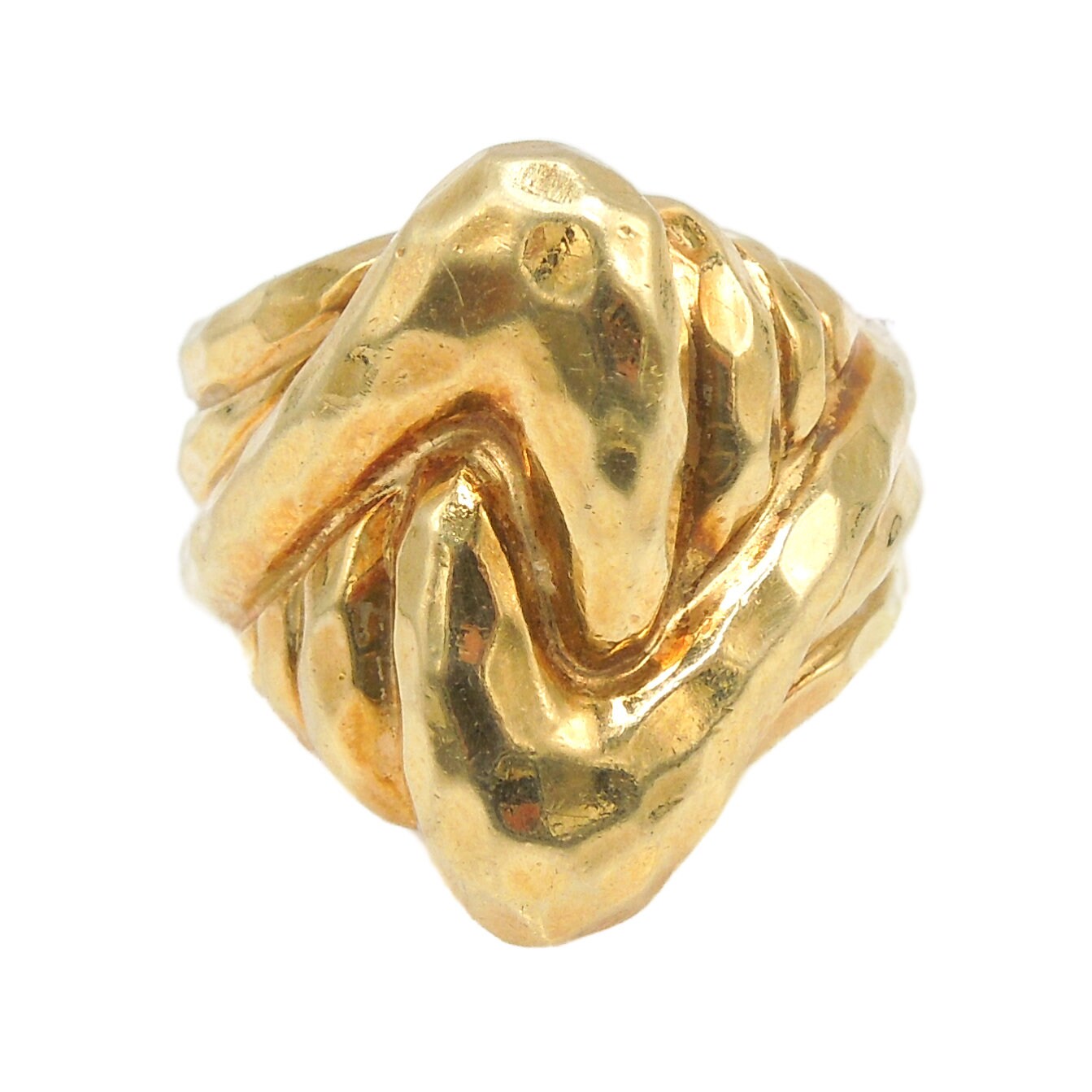 Vintage 18K Yellow Gold Henry Dunay Hammered Domed Knot Ring