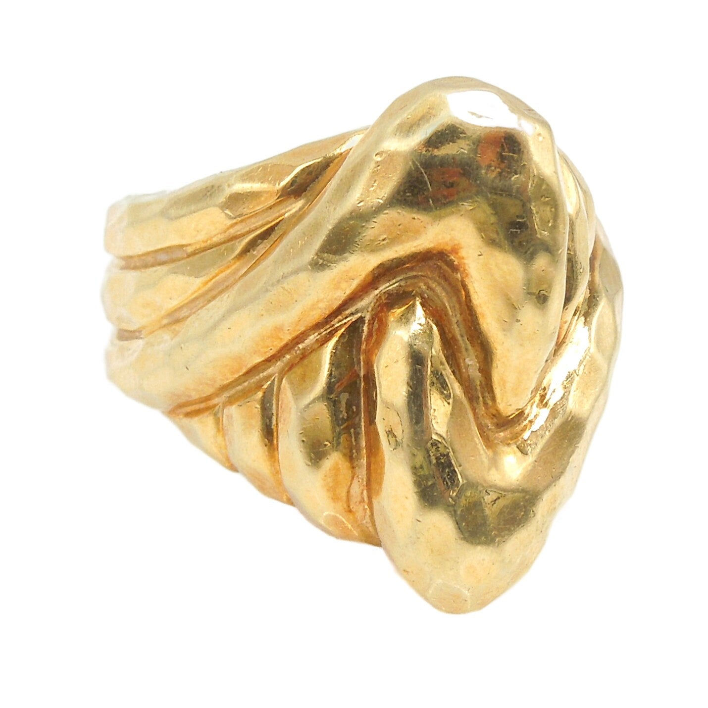 Vintage 18K Yellow Gold Henry Dunay Hammered Domed Knot Ring