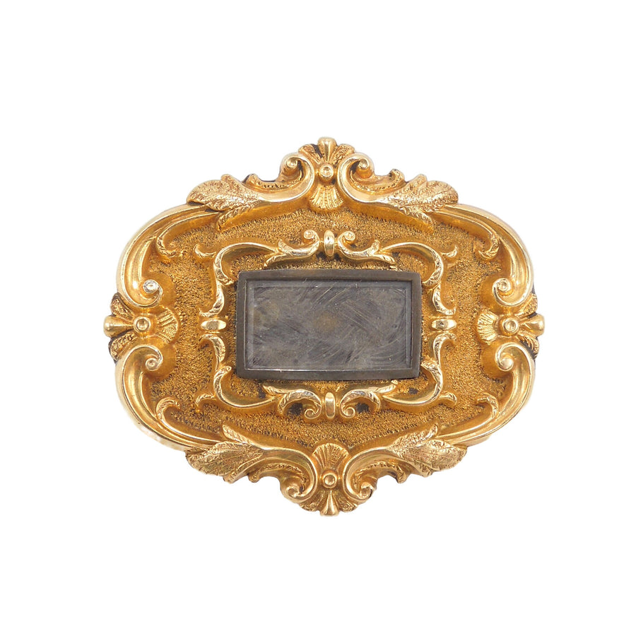 G.W. Clarke & Co. (ca. 1882) Yellow Gold Commemorative Hair Jewelry Brooch