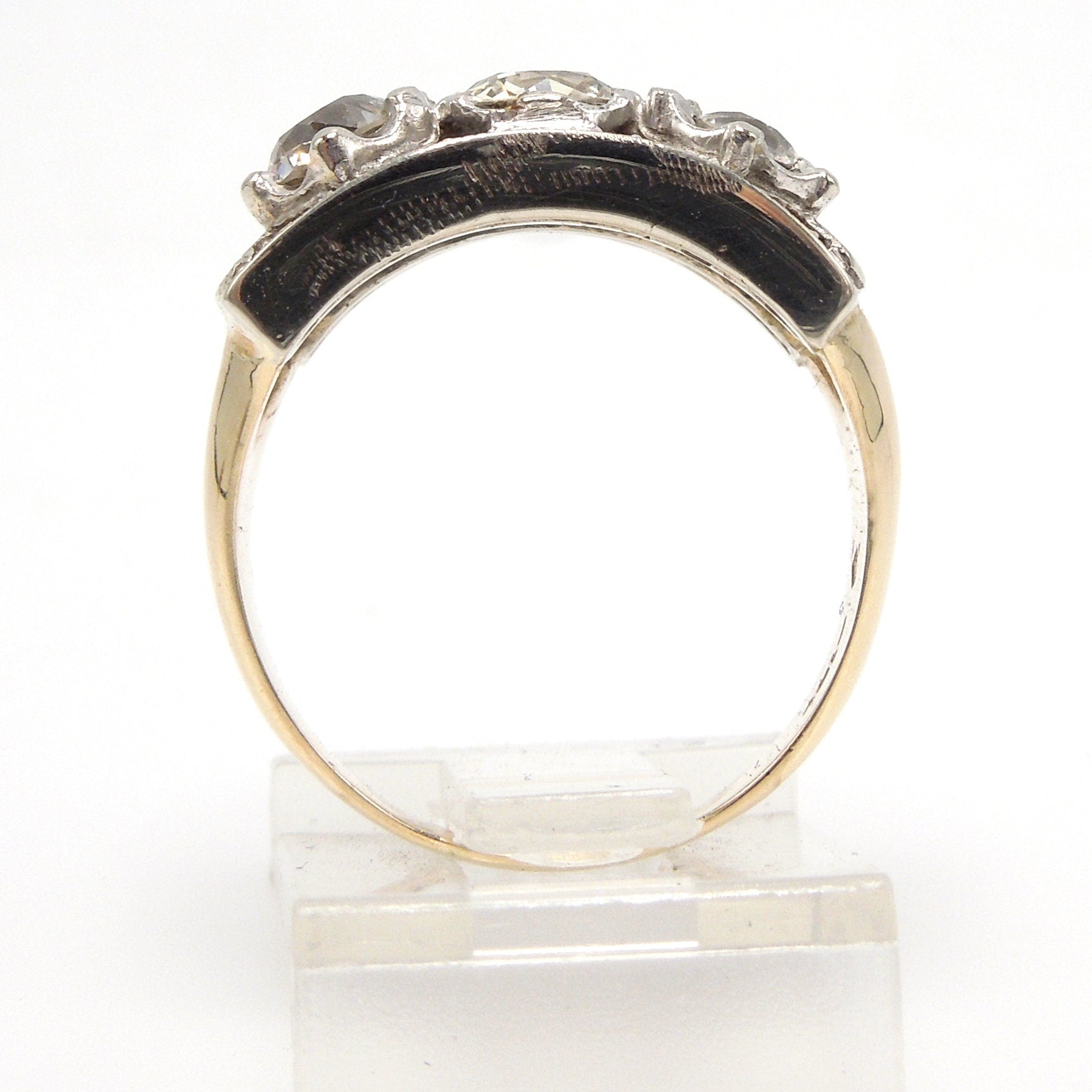 Antique Art Deco 1.51ct European Cut Diamond Band in White & Yellow Gold