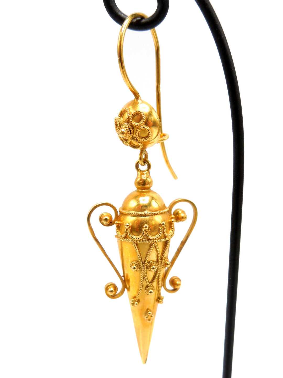 Victorian Etruscan Revival Amphorae Earrings in 18K Yellow Gold