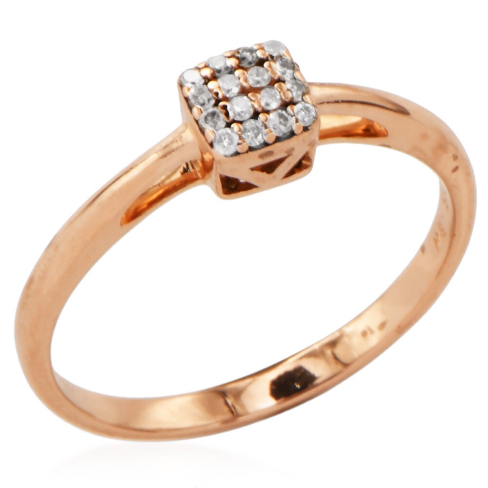 Rose Gold and Diamond Geometric Square Stackable Ring