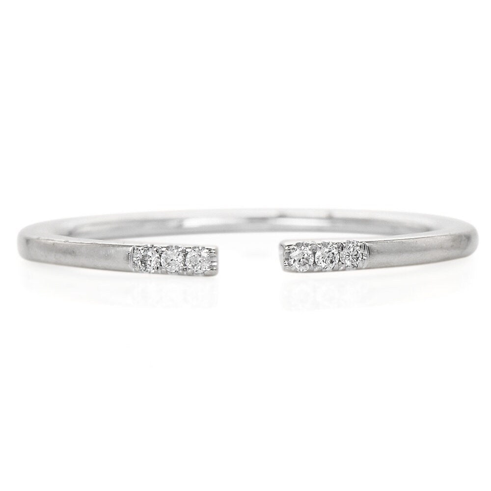 Estate 18K White Gold & Diamond Thin Open Band