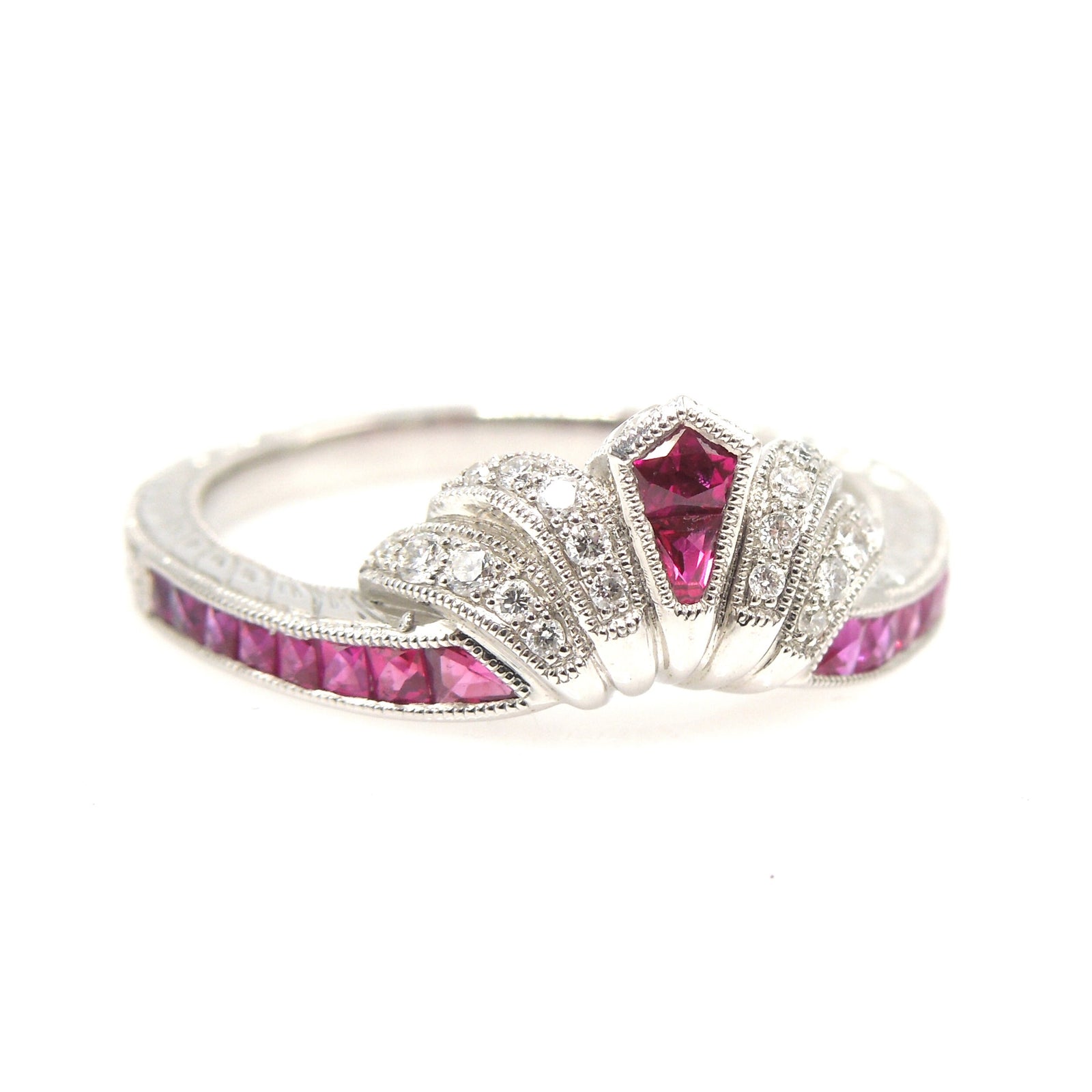 Platinum Ruby and Diamond Contour Tiara Band