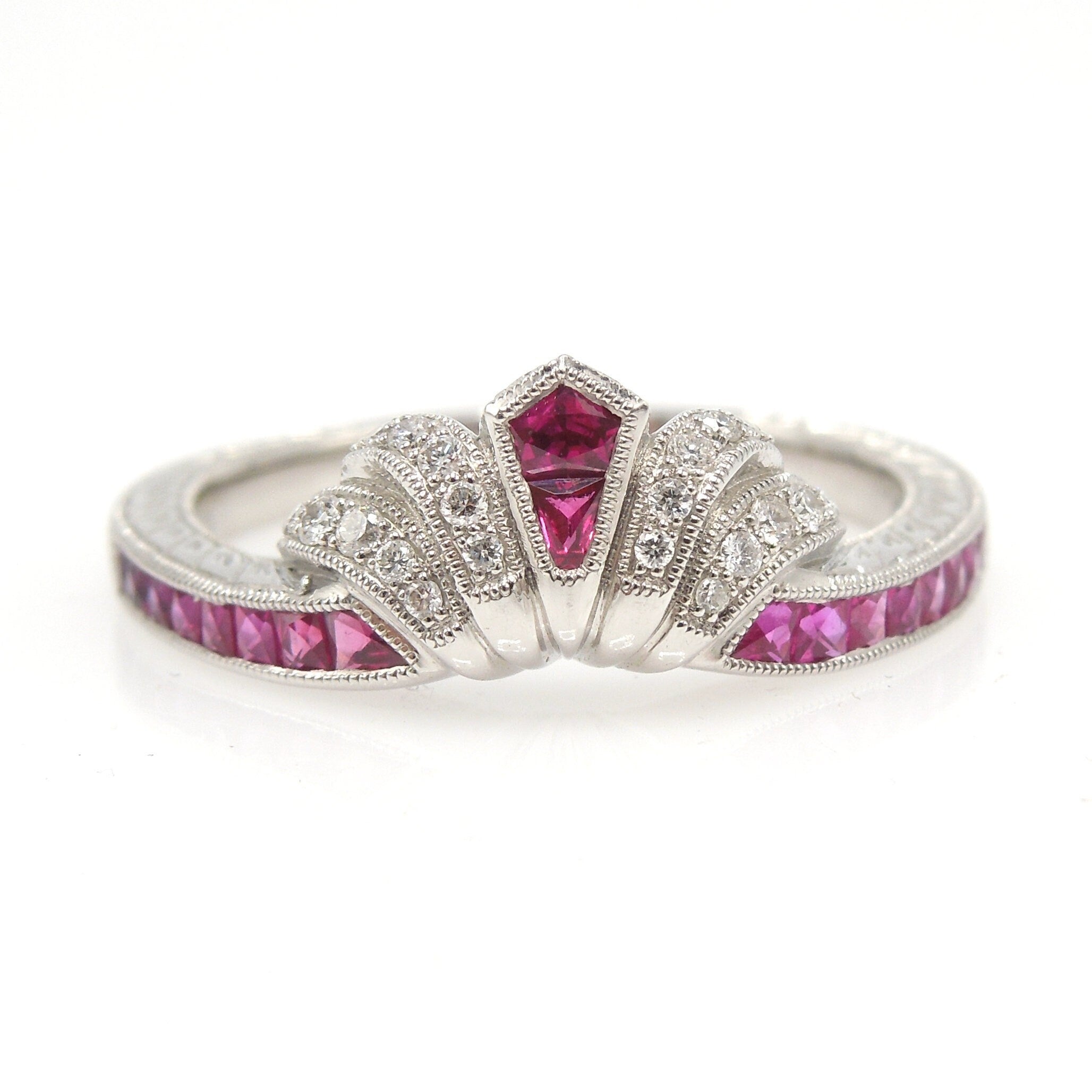Platinum Ruby and Diamond Contour Tiara Band
