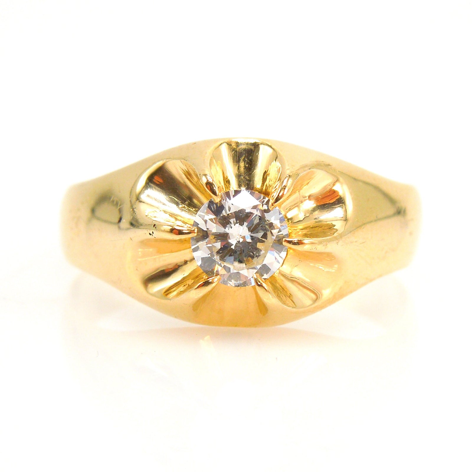 Nearly Half Carat Diamond Belcher Ring in 14K Yellow Gold