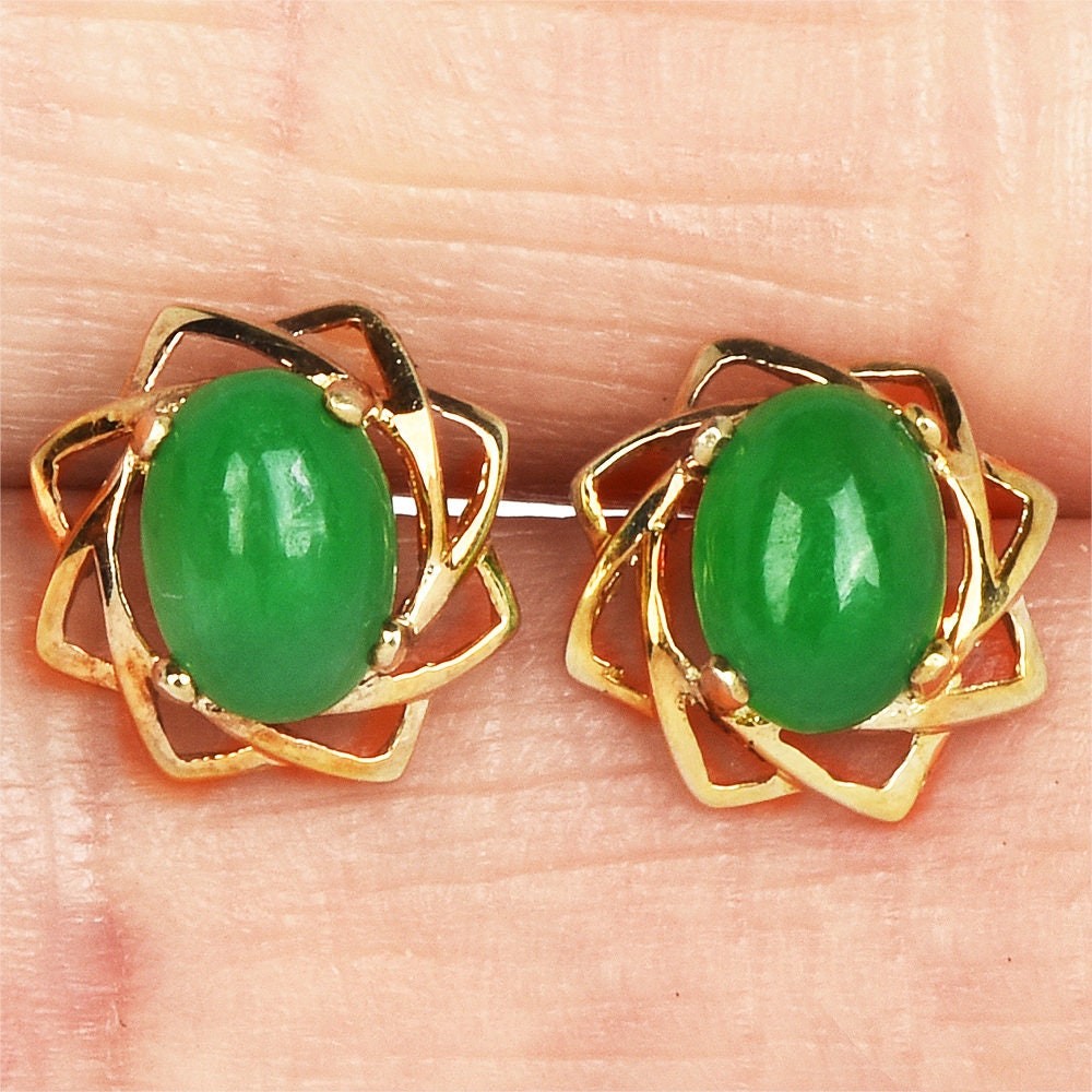 Green jade earrings deals gold