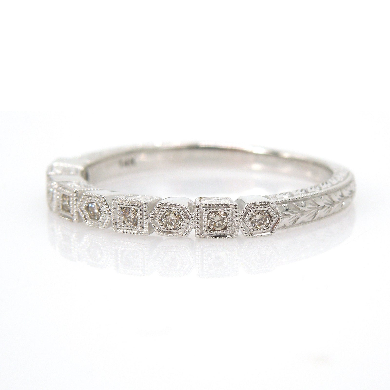 Art Deco Style Diamond Band with Alternating Square and Hexagonal Bezels