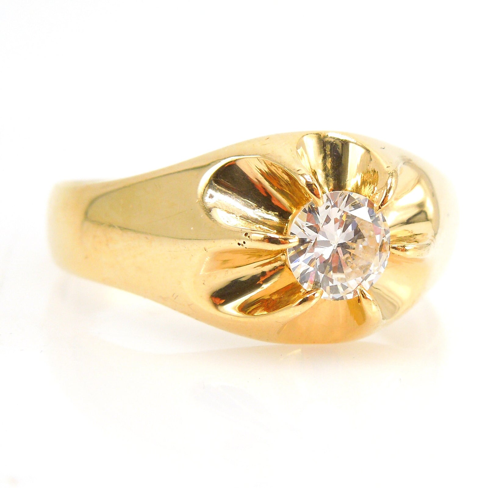 Nearly Half Carat Diamond Belcher Ring in 14K Yellow Gold