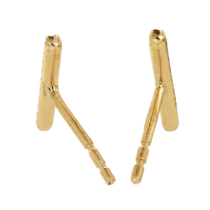 14K Yellow Gold Diamond Bar Earrings
