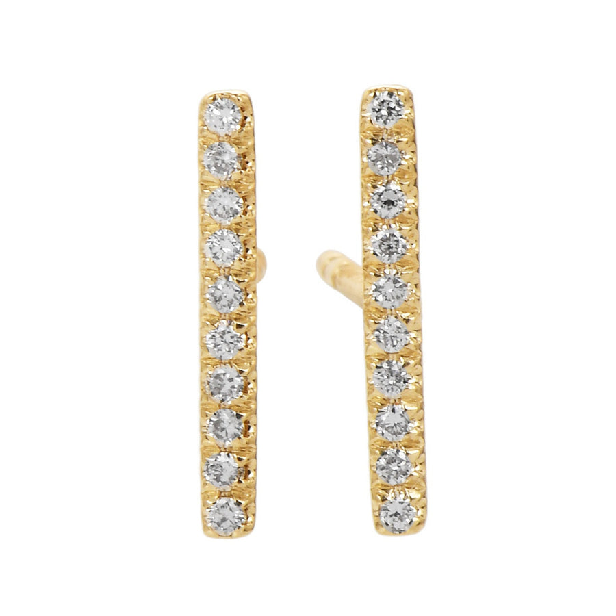 14K Yellow Gold Diamond Bar Earrings