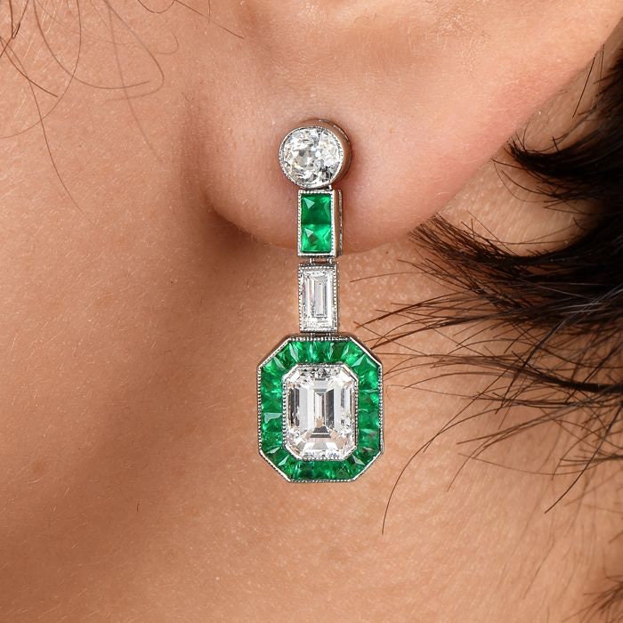 Emerald Cut Drop Earrings – Noor Jouels